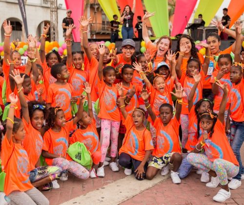 Niños y niñas de Manzanillo del Mar en la Cojowa Cosmic Run 2018